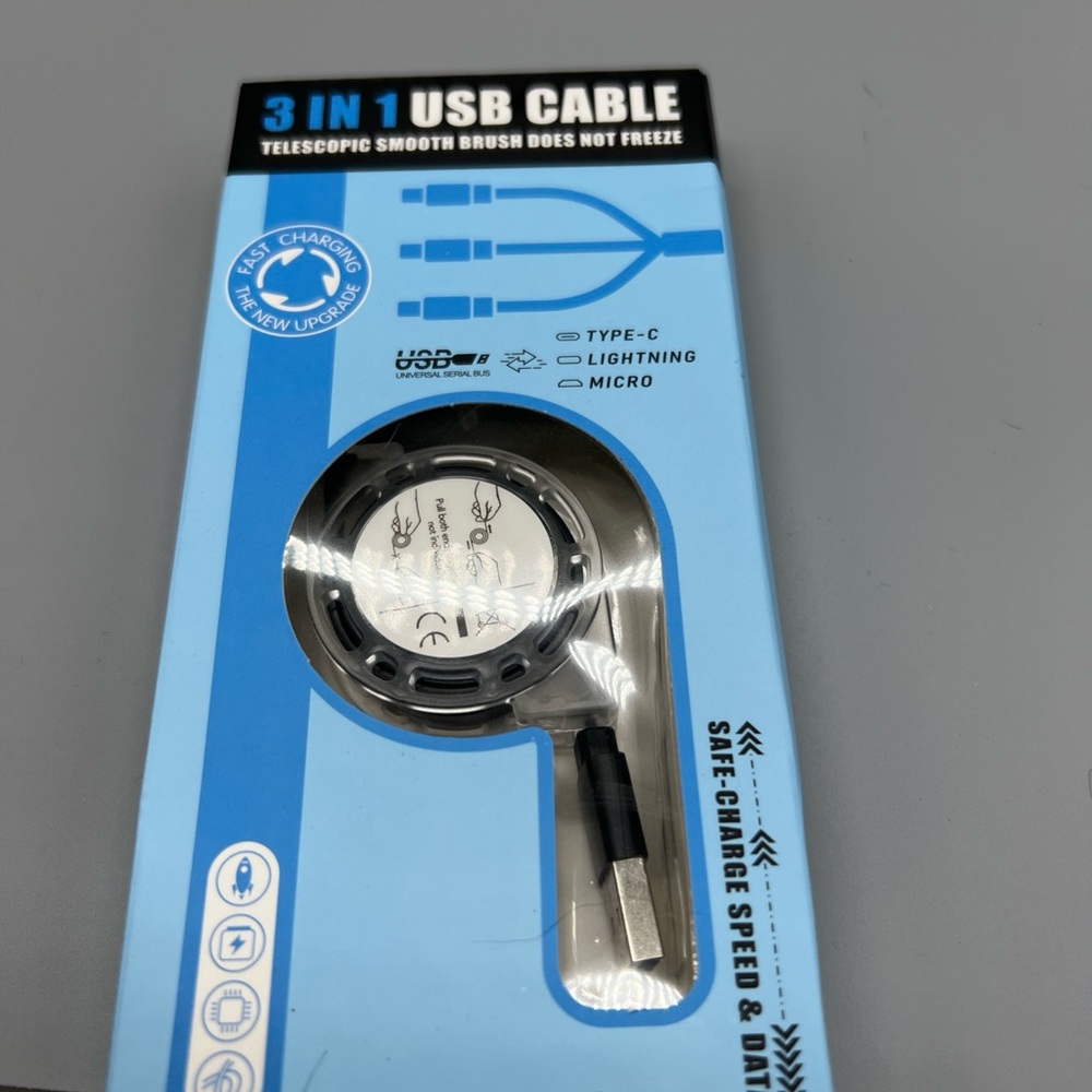 3 in 1 USB Cable - Black
